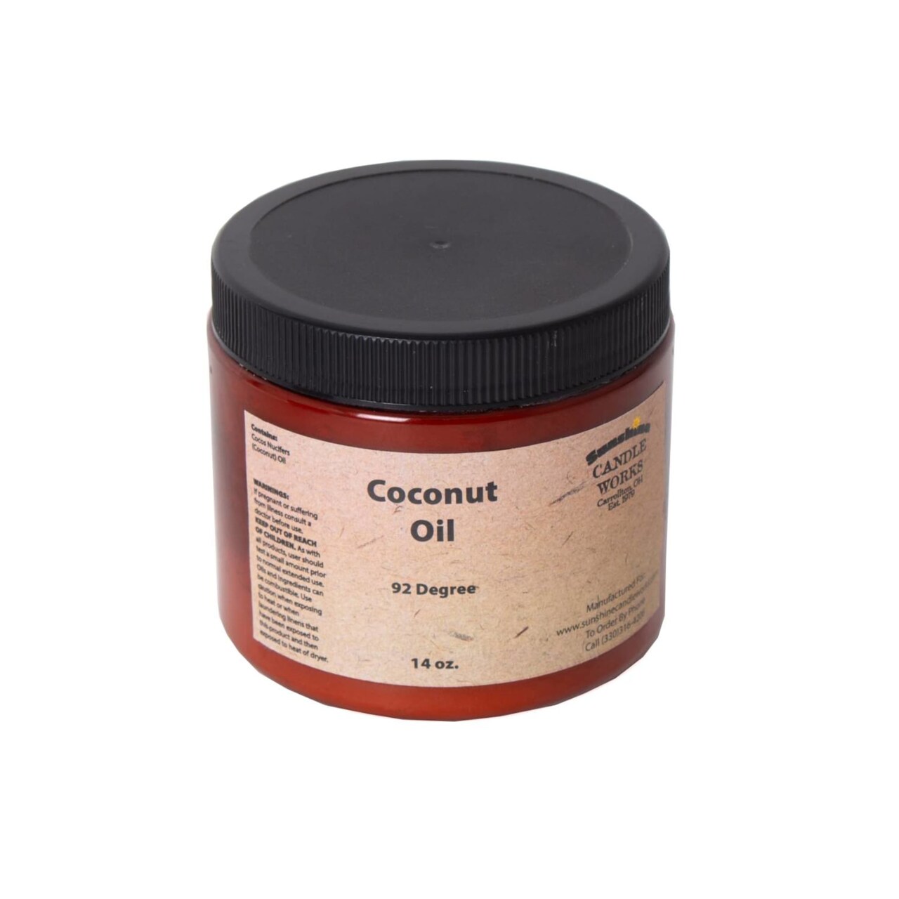 Lehman's Sunshine Candle Works Coconut Oil, 100% Pure, Soap Making Oil for Nice Lather and Longer Lasting Bars, 14 oz